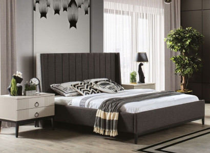 Stilvoll Schlafzimmer Set Bett und 2x Nachttische Luxus Möbel 3tlg Grau